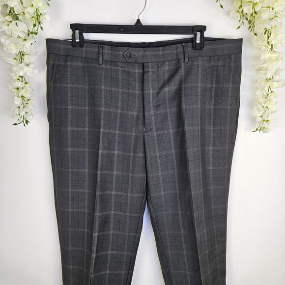 Bertolini Smart Wool Silk Blend Men’s Suit Jacket 46R Pants 40W 46/40 Windowpane - Picture 5 of 16